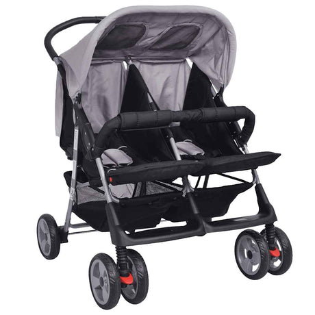 Vidaxl Twin Car Steel Grau und Schwarz