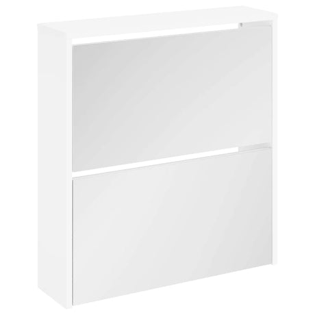 Vidaxl -Schuhschrank zwei -Layer mit Spiegel 63x17x67 cm weiß