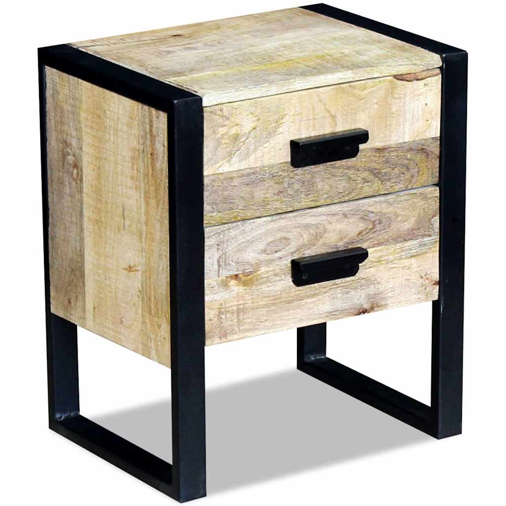 Vidaxl bijzettafel met 2 lades 43x33x51 cm massief mangohout