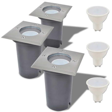 Vidaxl -LED -Landflecken außerhalb von 3 Teilen quadratisch