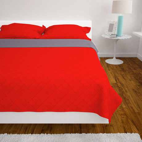 VIDAXL DOPLE -SANDEL -SCHLIESSEN BETSPREAD ROT UND GREIS 220X240 CM