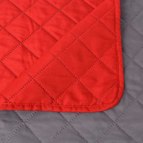 VIDAXL DOPLE -SANDEL -STECKT -BEDREADE ROT UND GREIS 230X260 CM