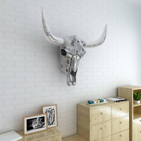 VidaXL Totenkopf Wanddekoration Aluminium Silber