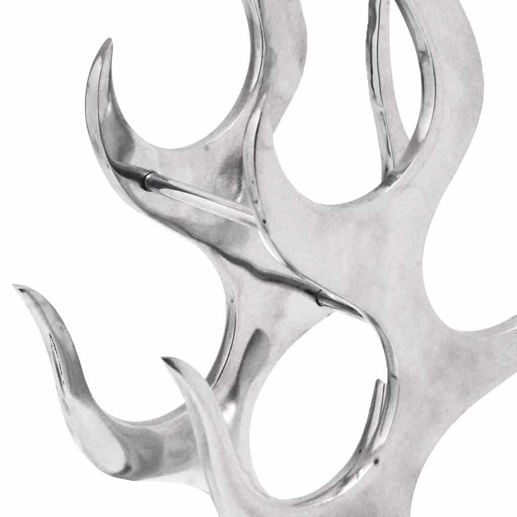 Vidaxl wijnrek vlammenvorm 9 flessen zilver aluminium