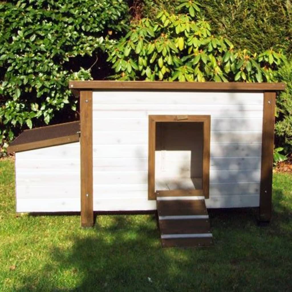 @Pet Chicken Coop 136x74.5x75 cm Holz weiß und braun