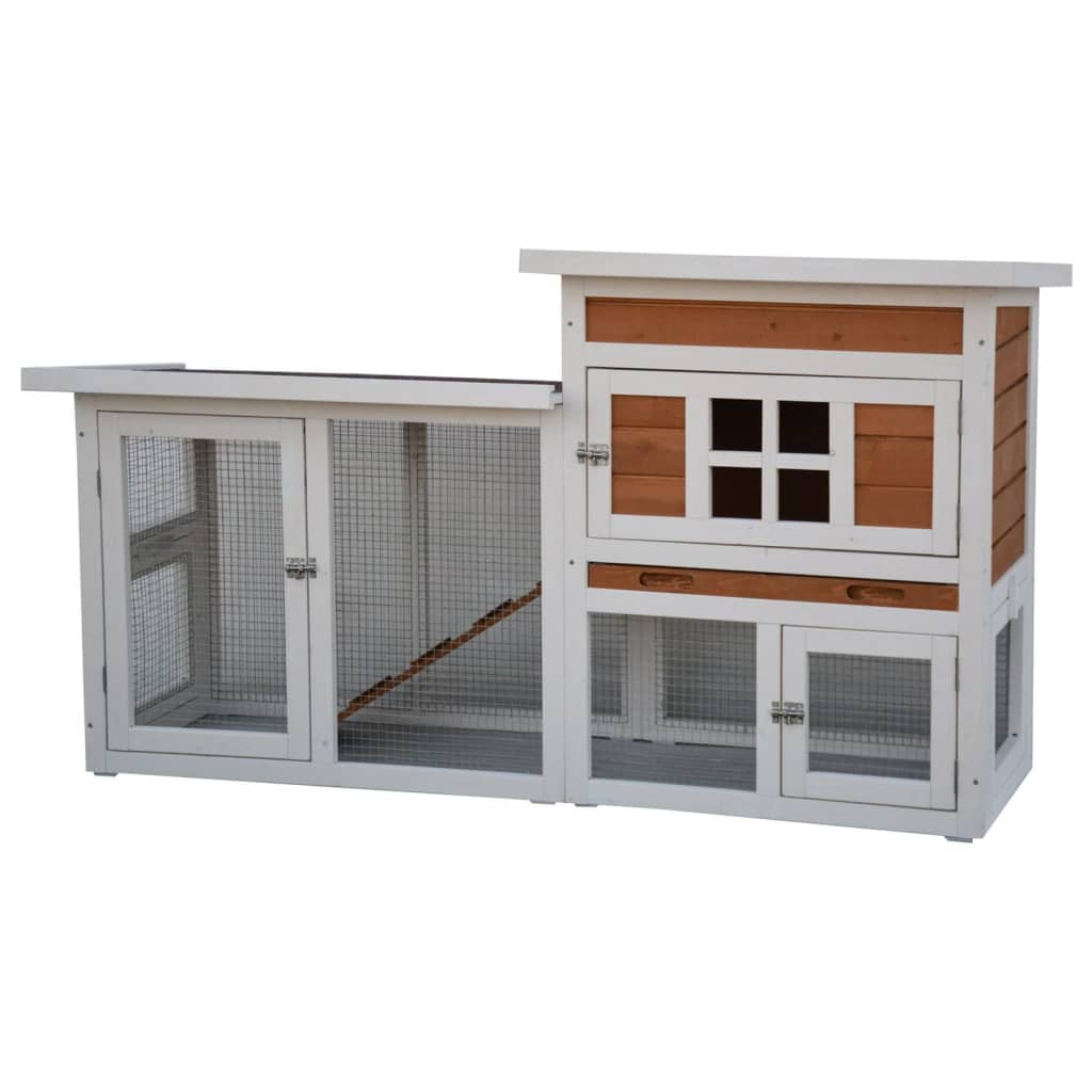 @Pet Hases Shed Villa 147x50x80 cm weiß und braun