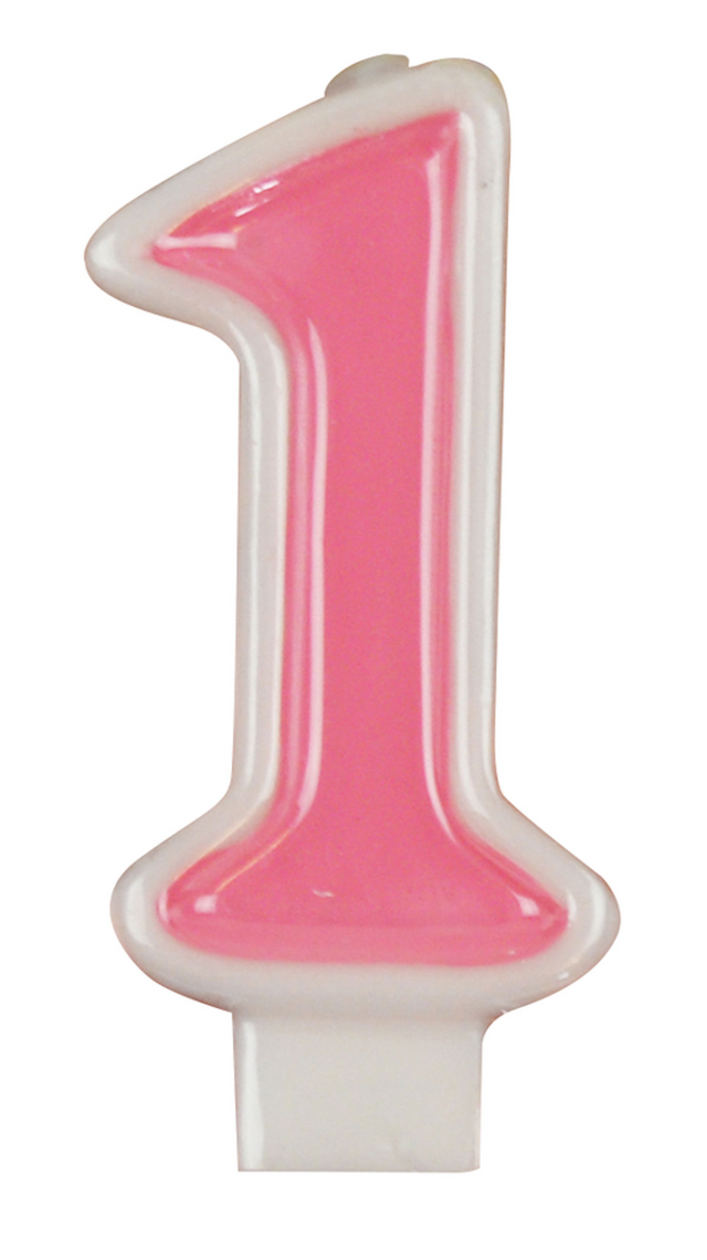 Nummerkaars feest 7cm assorti - cijfer 1