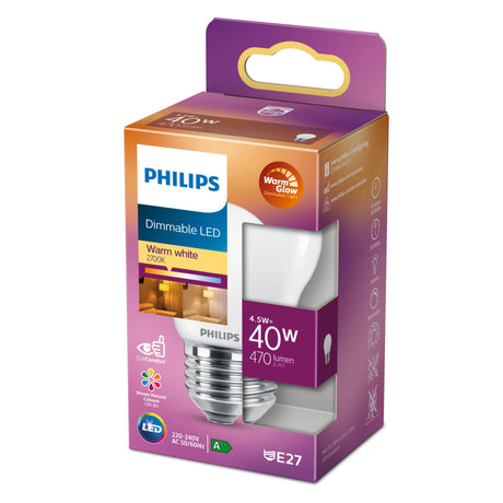 Dimmbare klassische LED-Kerzenlampe von Philips, 40 W, E27, warmweiß