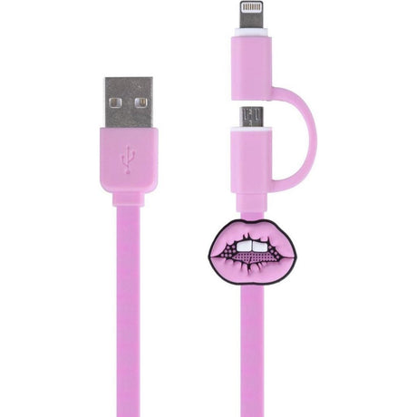 Kangaro k-58191006 dresz 2in1 Micro-USB-Ladekabel + Pin-Lippen rosa