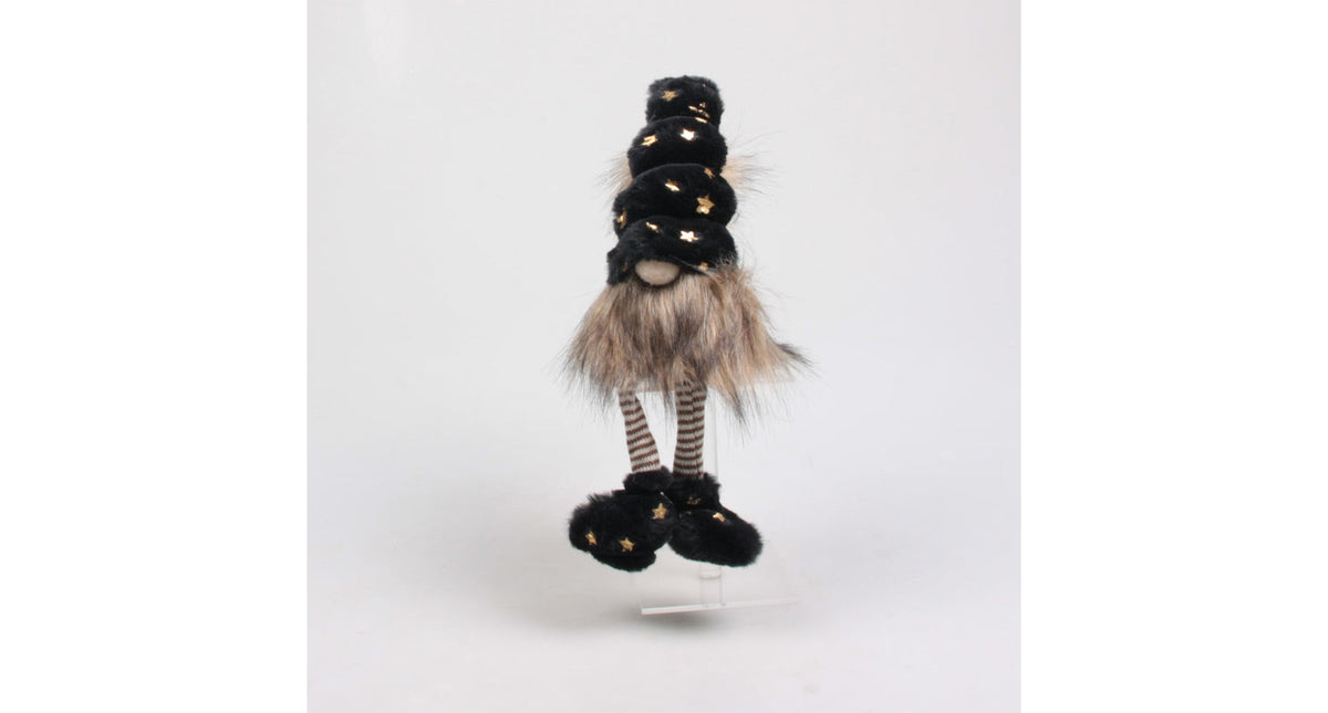 Kerstkabouter slaapmuts 12x10x42 cm zwart