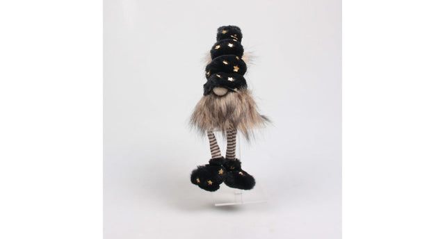 Kerstkabouter slaapmuts 12x10x42 cm zwart