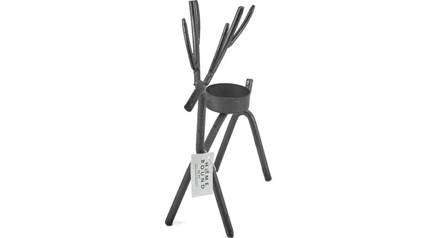 Waxinelichthouder hert metaal 11.5×4.2×15.5cm zwart