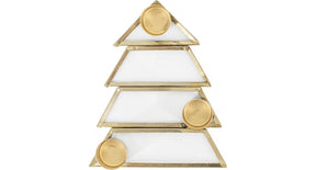 Kaarsenstandaard boom glas metaal 3x13x11x2,5cm goud