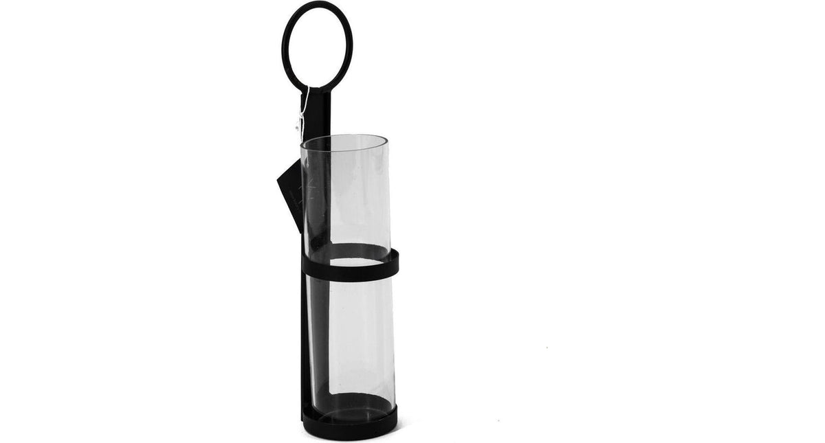 Theelichthouder wandhanger metaal 28,5x6,5cm zwart