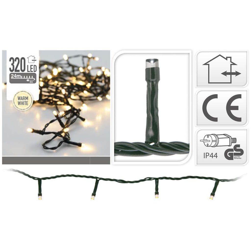 S.i.a. LED-Beleuchtung 320LEDs 240 cm warmweißes Licht schwarz