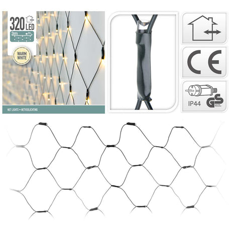 S.i.a. LED-Netzbeleuchtung 300x150 cm 320 LEDs warmweiß hellgrün