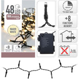 S.i.a. Batterie-LED-Beleuchtung 48 LEDs 350 cm warmweißes Licht schwarz