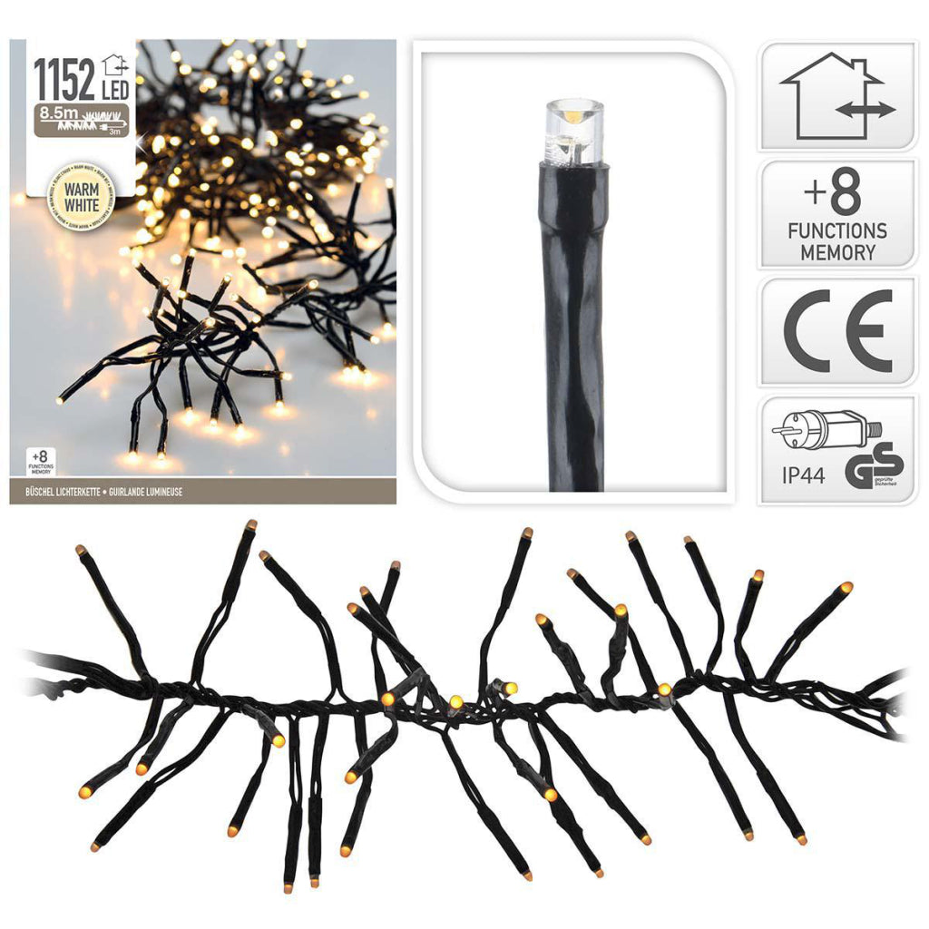 S.I.A. S.I.A. Weihnachts-Clusterbeleuchtung, 8,5 m, 1152 LED-Lichter