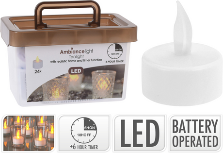 Teelicht LED 24 Stück mit Timer | 2 Stk
