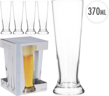 Ausgezeichnetes Haushaltswaren-Bierglas-Set, 4-teilig, 380 ml, Ø 7 x 20,5 cm