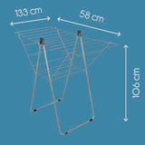 Tomado-Metaltex Vento 25 Wäscheständer 133x109x58 cm silber 25m Trockenlänge