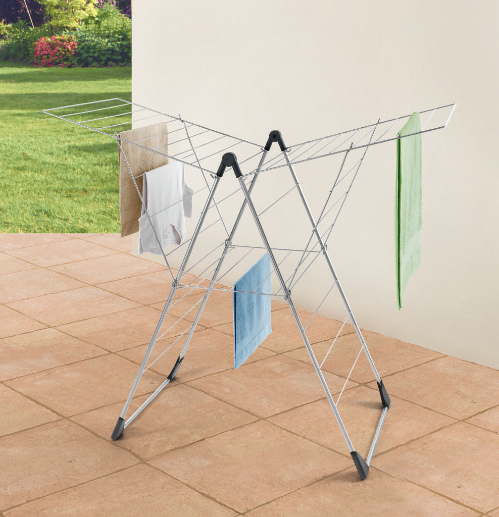 Tomado-Metaltex Vento 25 Wäscheständer 133x109x58 cm silber 25m Trockenlänge