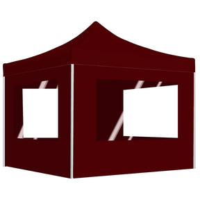 Vidaxl Partytent faltbar mit Wänden 3x3 m Aluminiumweinrot