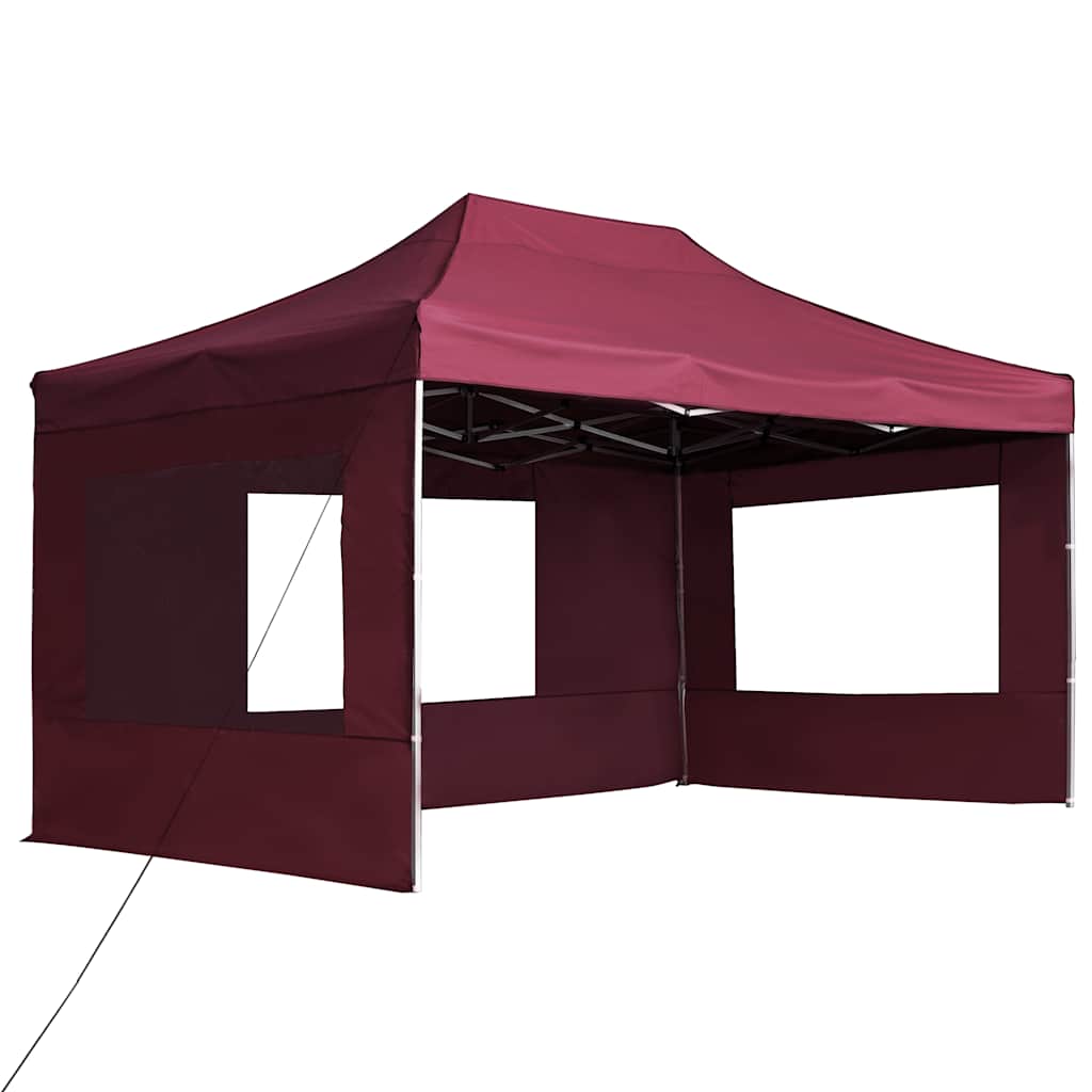 Vidaxl Partytent faltbar mit Wänden 4,5 x 3 m Aluminiumweinrot
