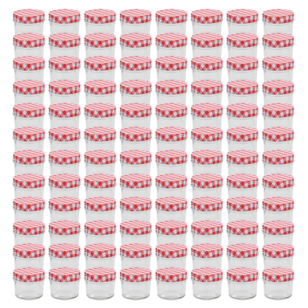 Vidaxl jampotten met wit met rode deksels 96 st 110 ml glas