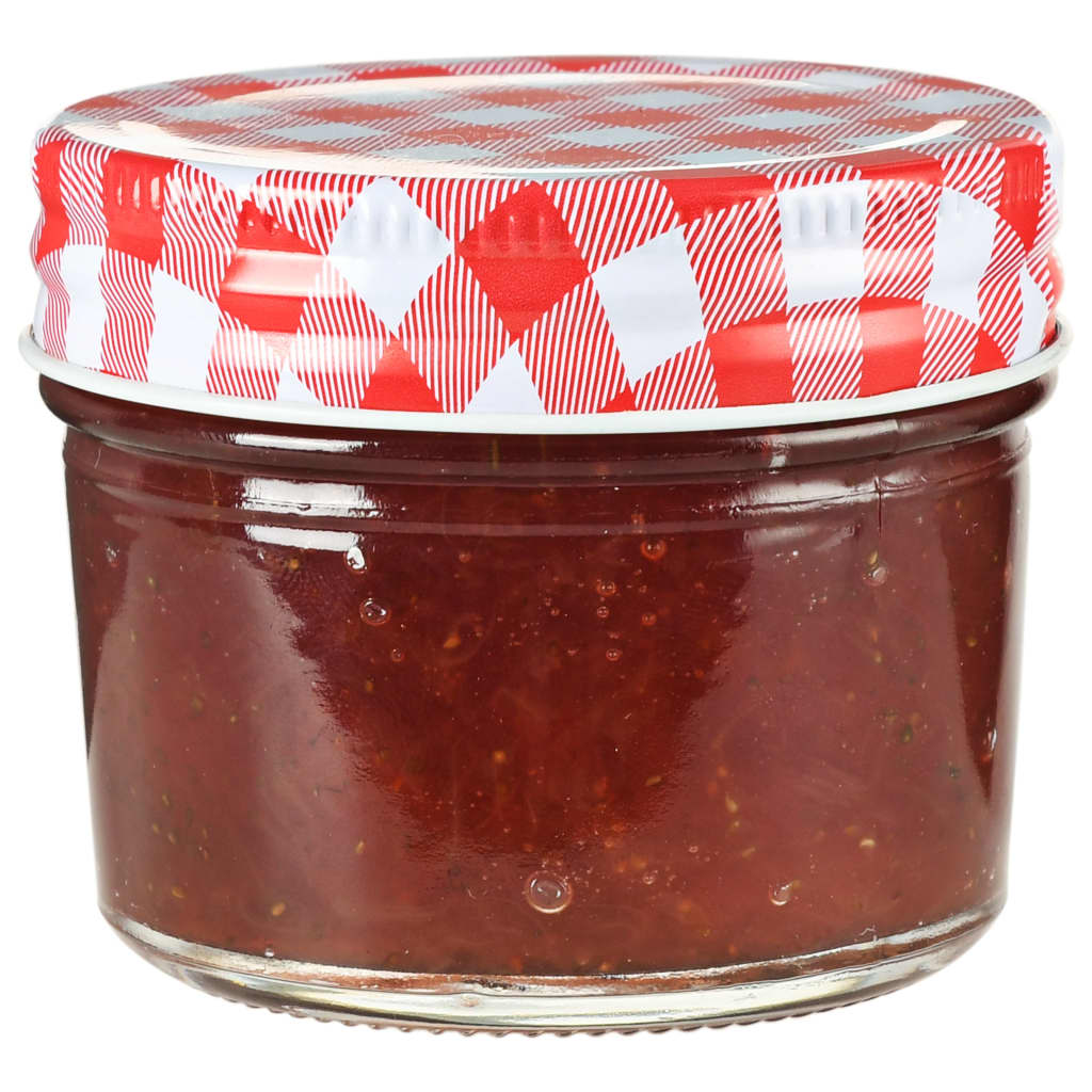 Vidaxl jampotten met wit met rode deksels 96 st 110 ml glas