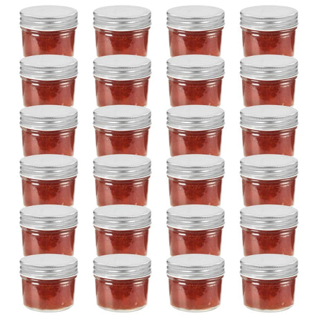 Vidaxl -Marmeladengläser mit silberfarbenen Deckel 24 St 110 ml Glas