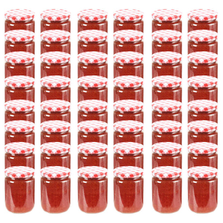 Vidaxl -Marmeladengläser mit roten Deckeln 48 Stcs 230 ml Glas