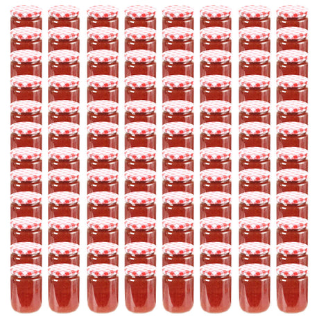 Vidaxl -Marmeladengläser mit roten Deckeln 96 ST 230 ml Glas