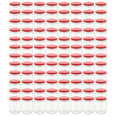 Vidaxl -Marmeladengläser mit roten Deckeln 96 ST 230 ml Glas