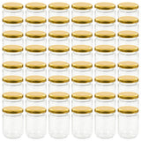 Vidaxl -Marmeladengläser mit goldgeläuteten Deckeln 48 Stcs 230 ml Glas