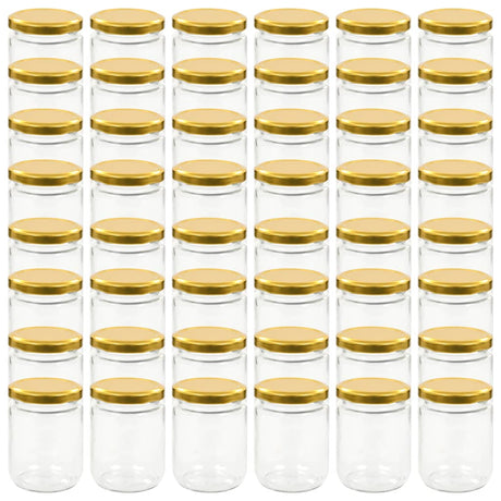 Vidaxl -Marmeladengläser mit goldgeläuteten Deckeln 48 Stcs 230 ml Glas