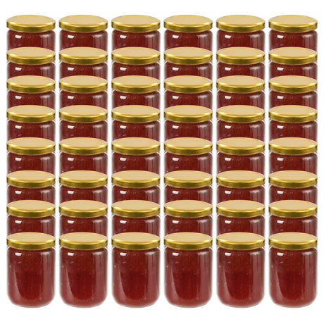 Vidaxl -Marmeladengläser mit goldgeläuteten Deckeln 48 Stcs 230 ml Glas