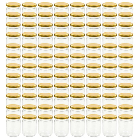 Vidaxl -Marmeladengläser mit goldfarbenen Deckeln 96 ST 230 ml Glas