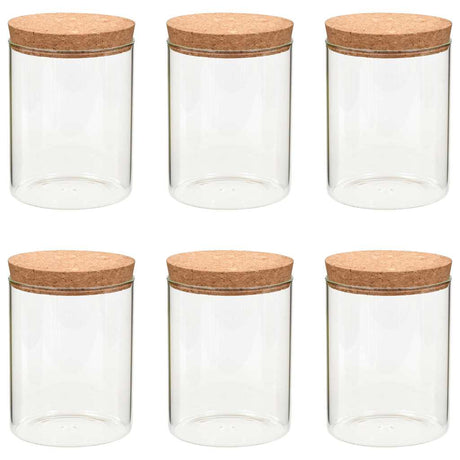 Vidaxl -Aufbewahrungstöpfe mit Korkdeckel 6 ST 650 ml Glas