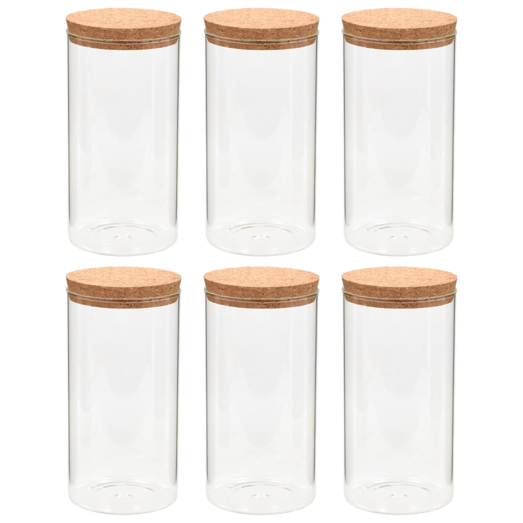 Vidaxl -Aufbewahrungstöpfe mit Korkdeckel 6 ST 1100 ml Glas