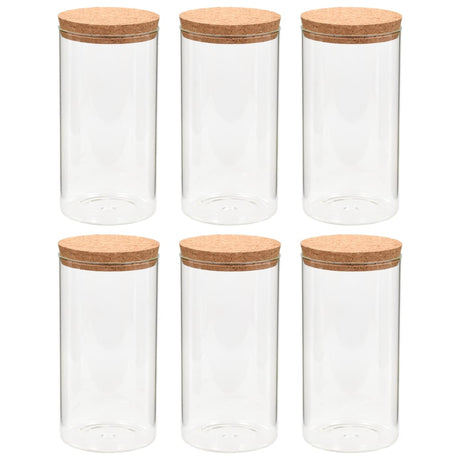 Vidaxl -Aufbewahrungstöpfe mit Korkdeckel 6 St 1400 ml Glas