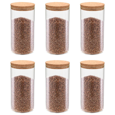 Vidaxl -Aufbewahrungstöpfe mit Korkdeckel 6 St 1400 ml Glas