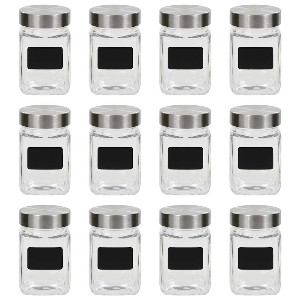 Vidaxl -Speichertöpfe mit Aufklebern 12 ST 300 ml