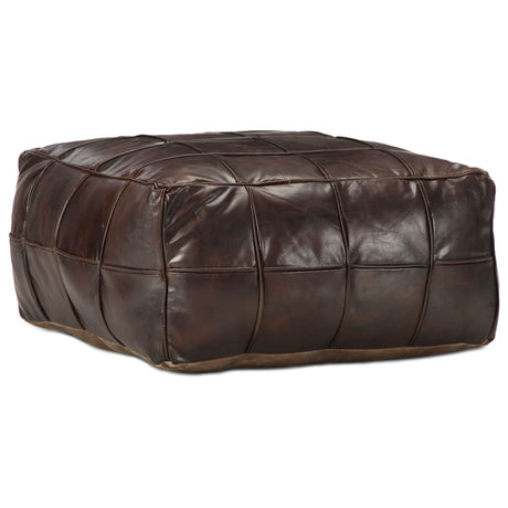 Vidaxl poef 60x60x30 cm echt geitenleer donkerbruin