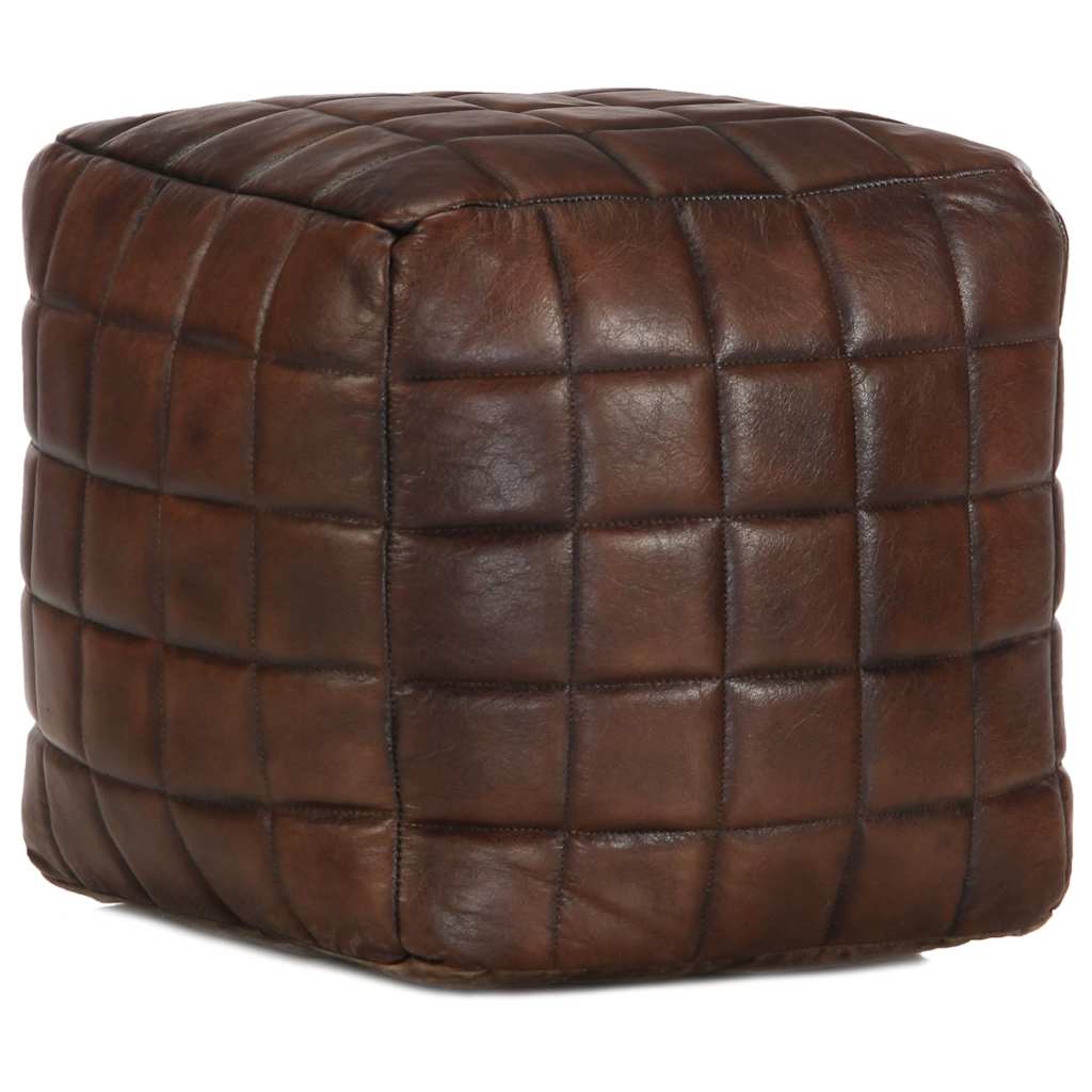 Vidaxl poef 40x40x40 cm echt geitenleer donkerbruin
