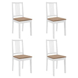 Vidaxl eetkamerstoelen met kussens 4 st massief hout wit