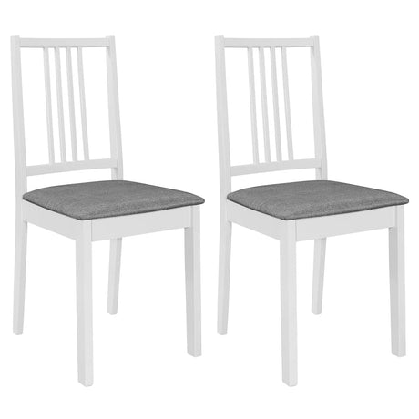 Vidaxl eetkamerstoelen met kussens 2 st massief hout wit