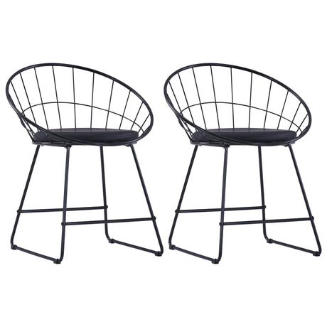 Vidaxl eetkamerstoelen met kunstleren zittingen 2 st staal zwart