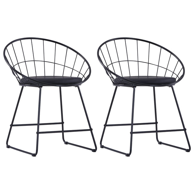 Vidaxl eetkamerstoelen met kunstleren zittingen 2 st staal zwart