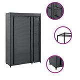 Vidaxl kledingkast opvouwbaar 110x45x175 cm stof grijs